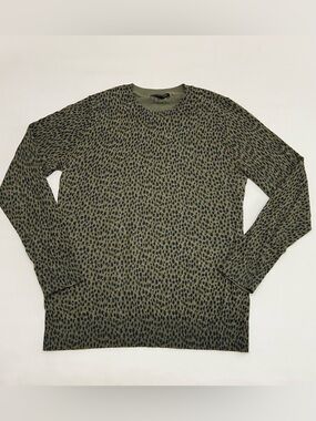 Banana Republic Crewneck Sweater Sz Large Knit Cotton Green Black Leopard